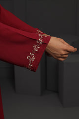 Abaya Maroon cream Embroidered Georgette Fabric