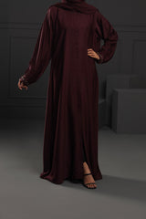 Abaya Maroon Sleeves Hand Embroidered Silk Fabric