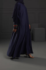 Abaya Floral Red Embroidered Ottoman-Fabric