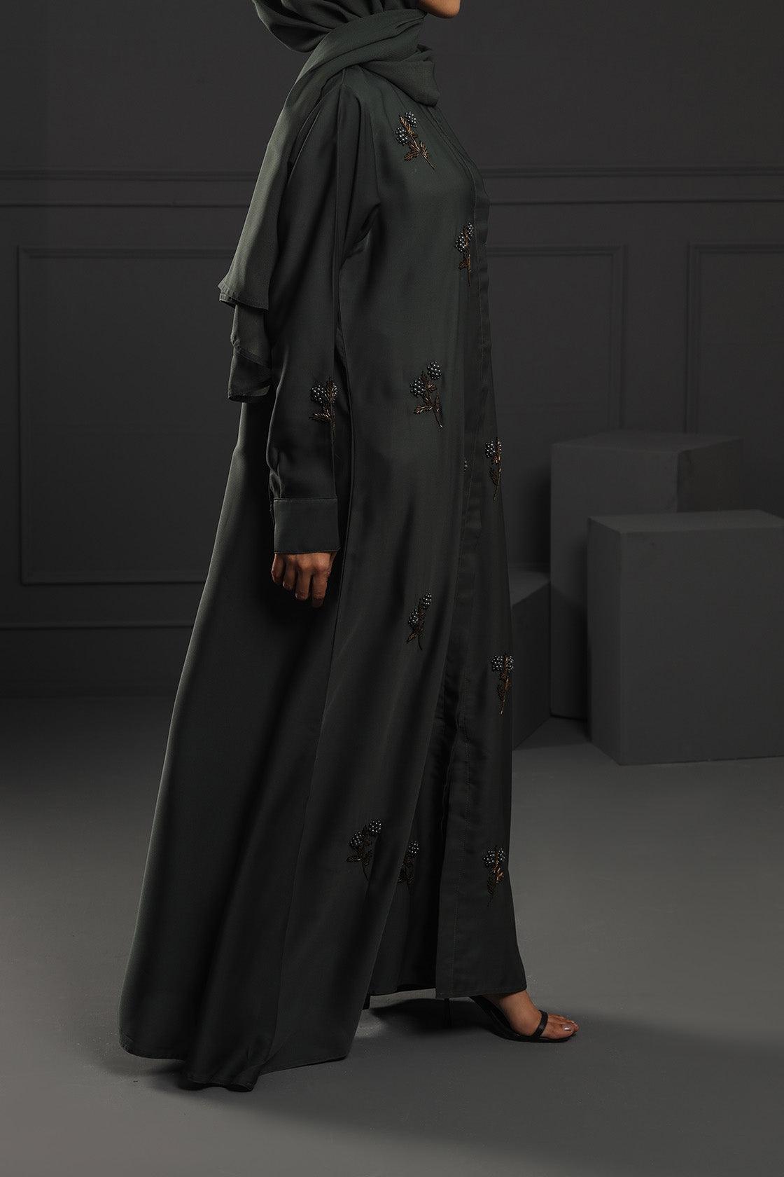 Abaya Emerald Green Silk-Fabric