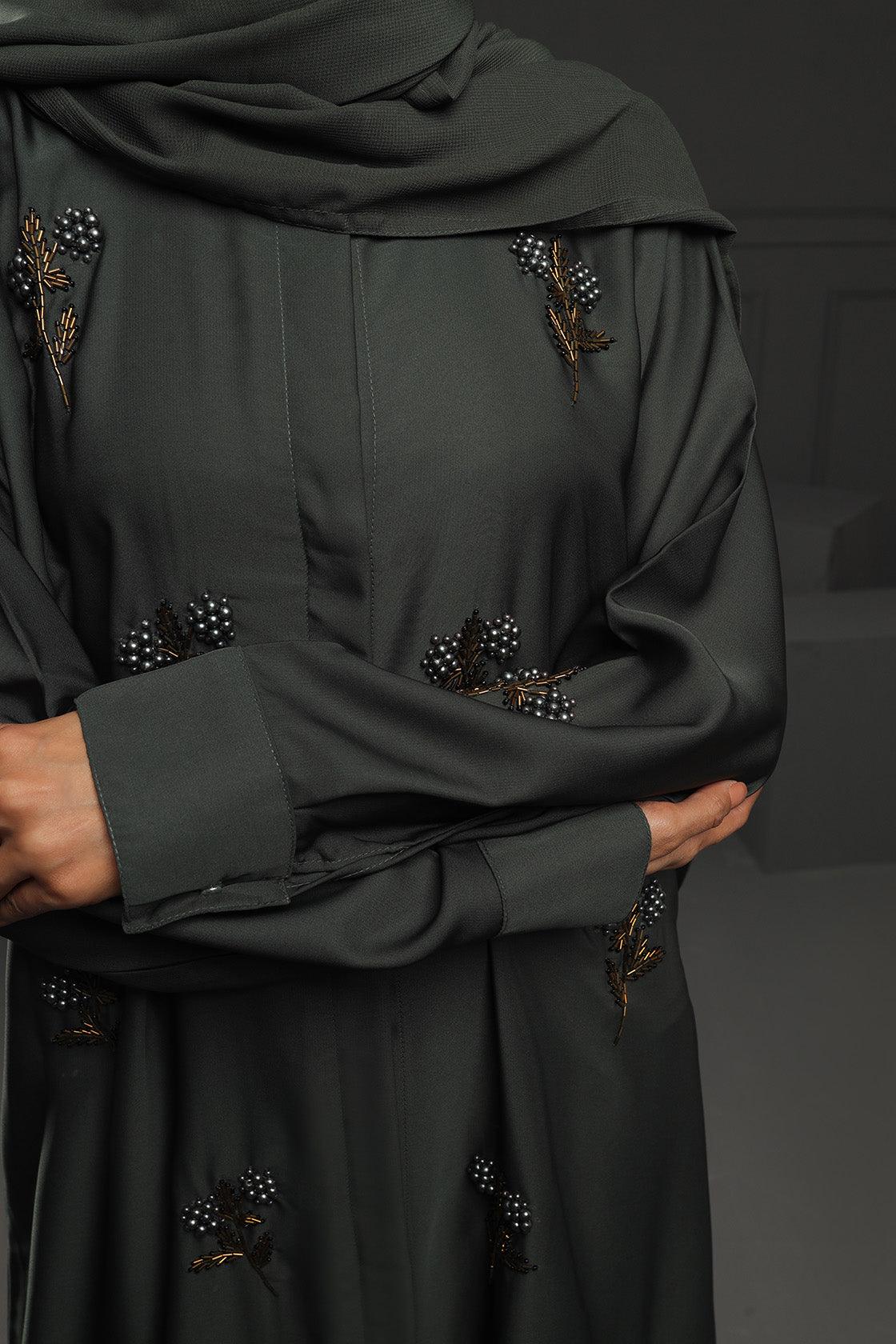 Abaya Emerald Green Silk-Fabric