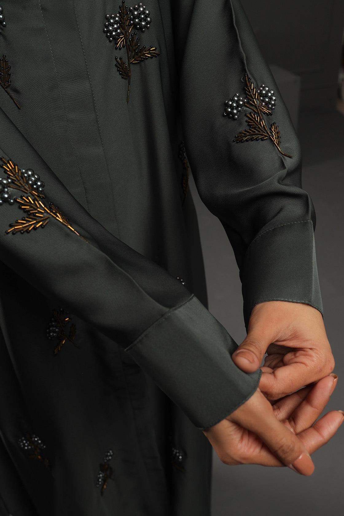 Abaya Emerald Green Silk-Fabric