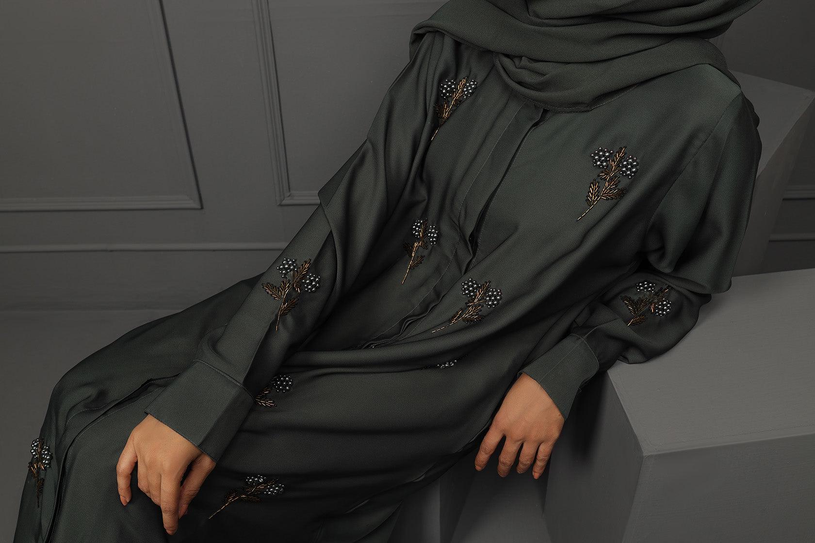 Abaya Emerald Green Silk-Fabric