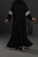 Abaya Black White Stripes Silk-Fabric