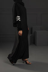 Abaya Black White Stripes Silk-Fabric