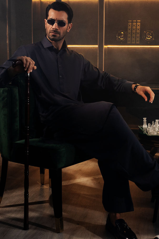 Men Dark Grey Premium Shalwar Kameez