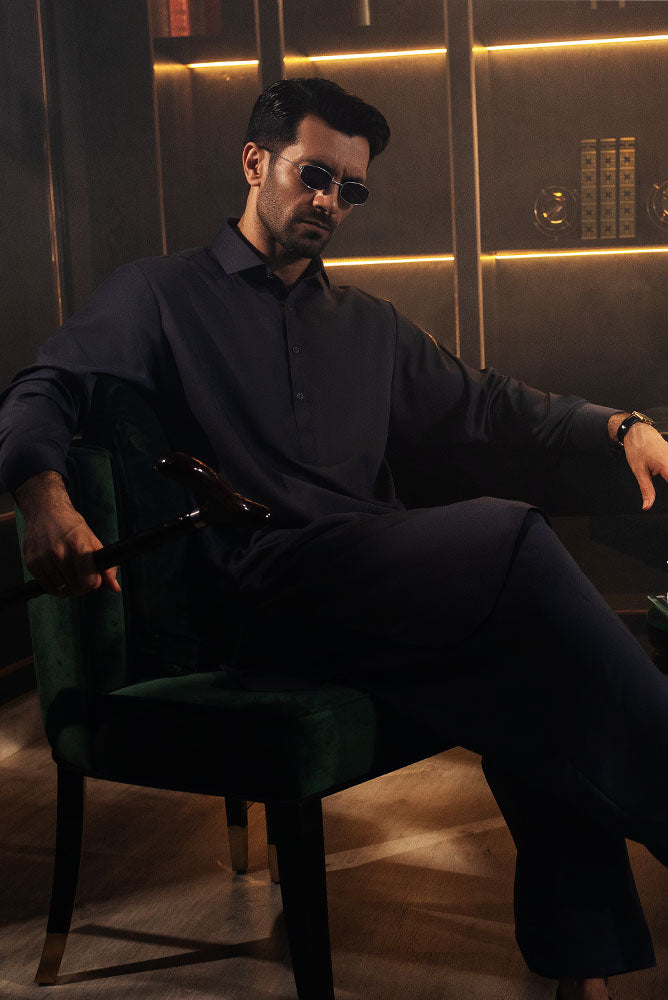 Men Dark Grey Premium Shalwar Kameez