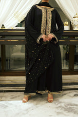 3 Piece Suit Embroidered Black Gold Twisted Lawn