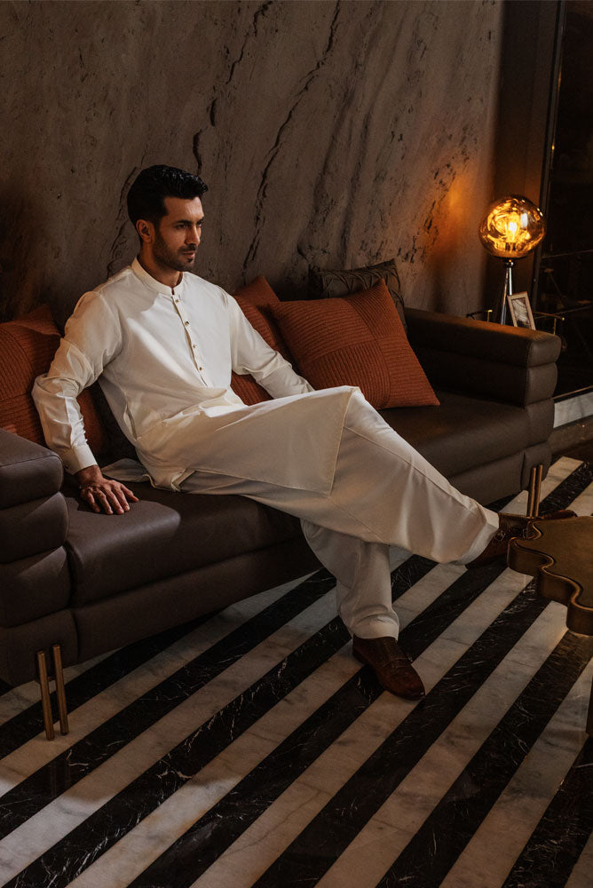 Men Cream Shalwar Kameez