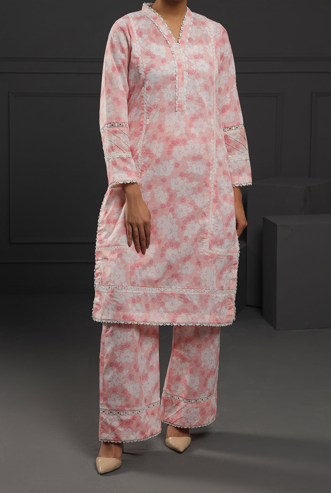 Coral floral Printed 2 Piece Suit
