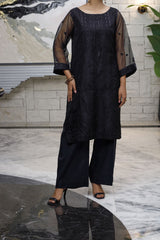 Dazzle Black 2 piece Suit Organza-Fabric