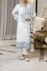 Azure Breeze 3pc Embroidered Dress Munar-Fabric