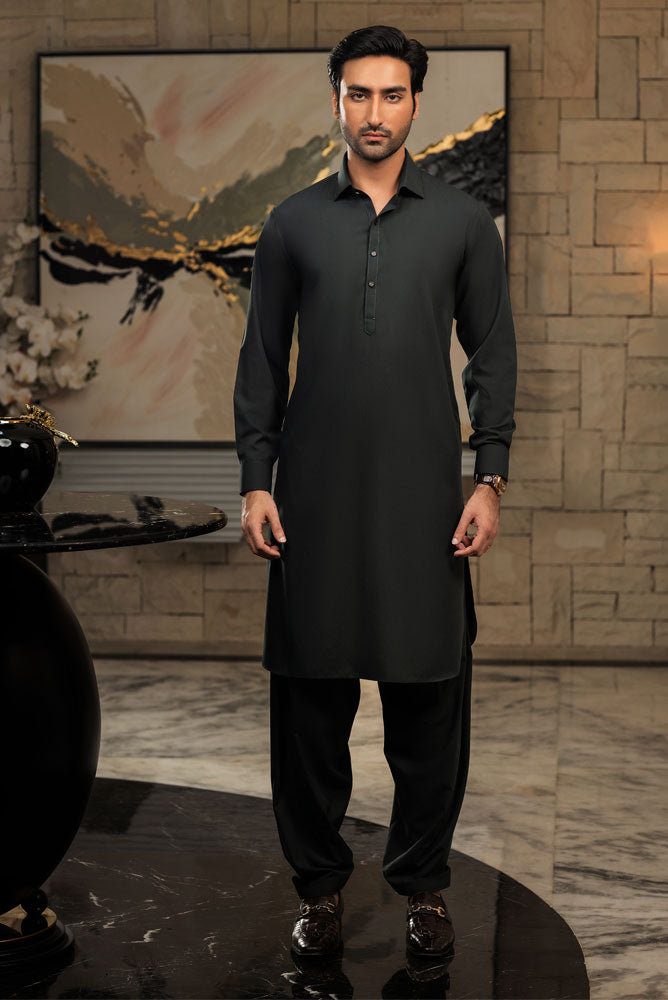 Men Bottle Green Premium Shalwar Kameez