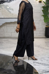 Dazzle Black 2 piece Suit Organza-Fabric