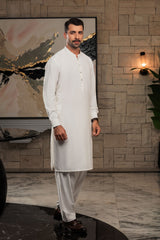 Men Off White Kurta Shalwar