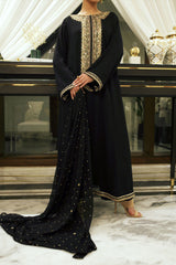 3 Piece Suit Embroidered Black Gold Twisted Lawn