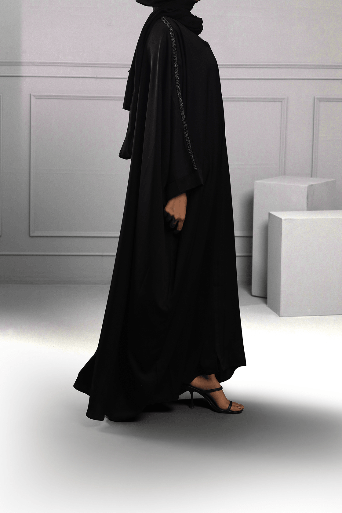 Abaya Black Jalbaab Emb Silk-Fabric