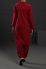 2 Piece Embroidered Dress Deep Red
