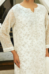 Pearl White 3 piece Embroidered Dress