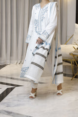 Azure Breeze 3pc Embroidered Dress Munar-Fabric