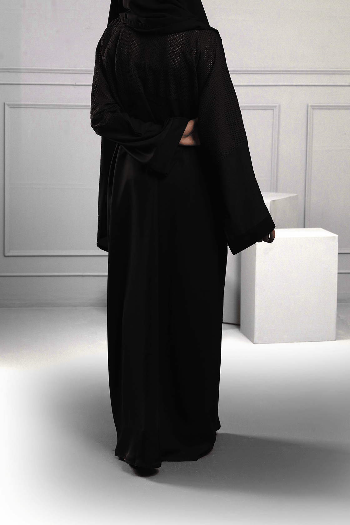 Abaya Black Mesh Silk-Fabric