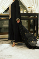 3 Piece Suit Embroidered Black Gold Twisted Lawn
