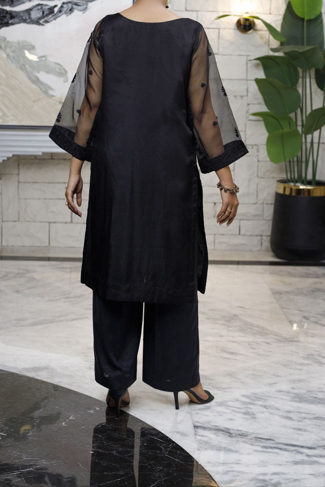 Dazzle Black 2 piece Suit Organza-Fabric