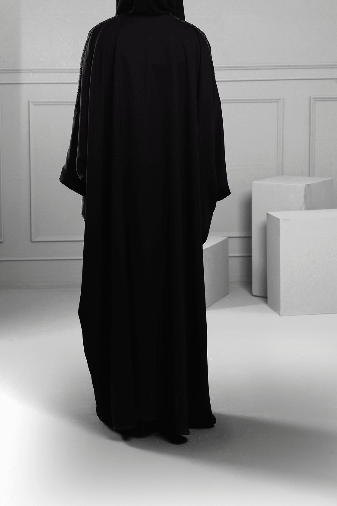 Abaya Black Jalbaab Emb Silk-Fabric