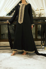 3 Piece Suit Embroidered Black Gold Twisted Lawn
