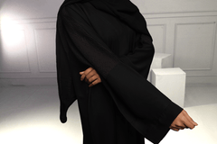 Abaya Black Mesh Silk-Fabric