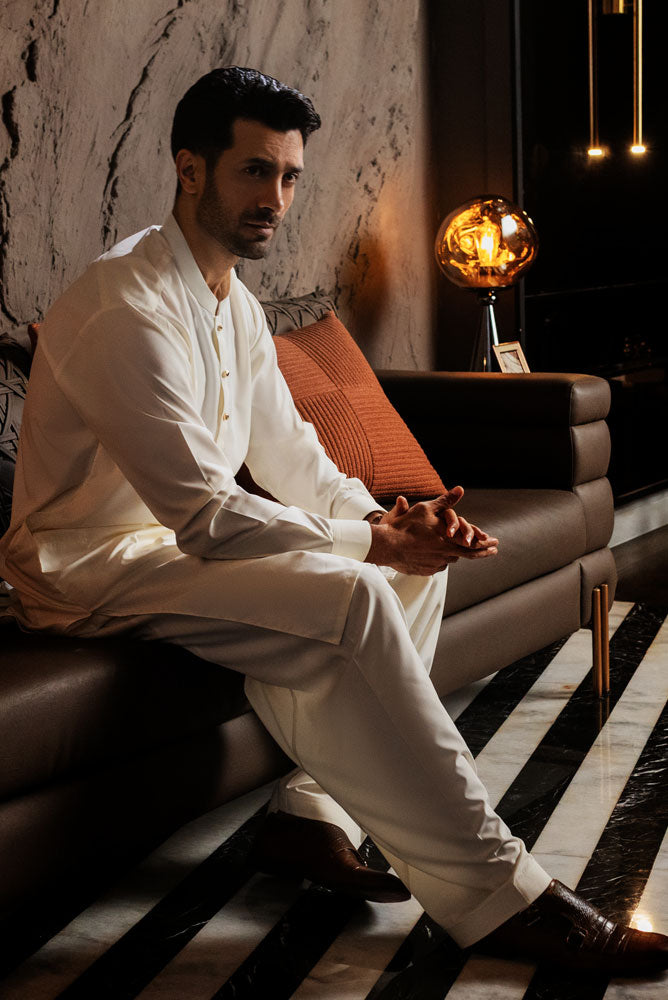 Men Cream Shalwar Kameez
