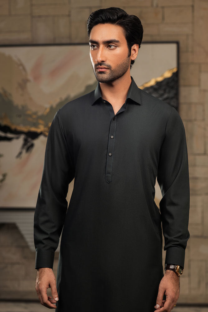 Men Bottle Green Premium Shalwar Kameez