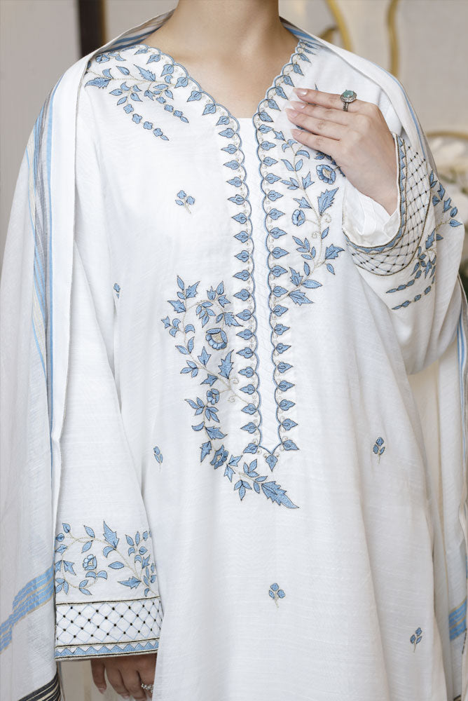 Azure Breeze 3pc Embroidered Dress Munar-Fabric