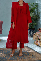 RED NET 2 PIECE SUIT