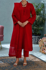 RED NET 2 PIECE SUIT