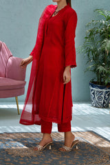RED NET 2 PIECE SUIT
