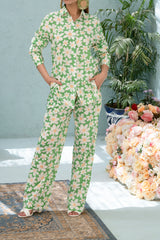 WHITE AND GREEN FLORAL PRINTED 2 PC