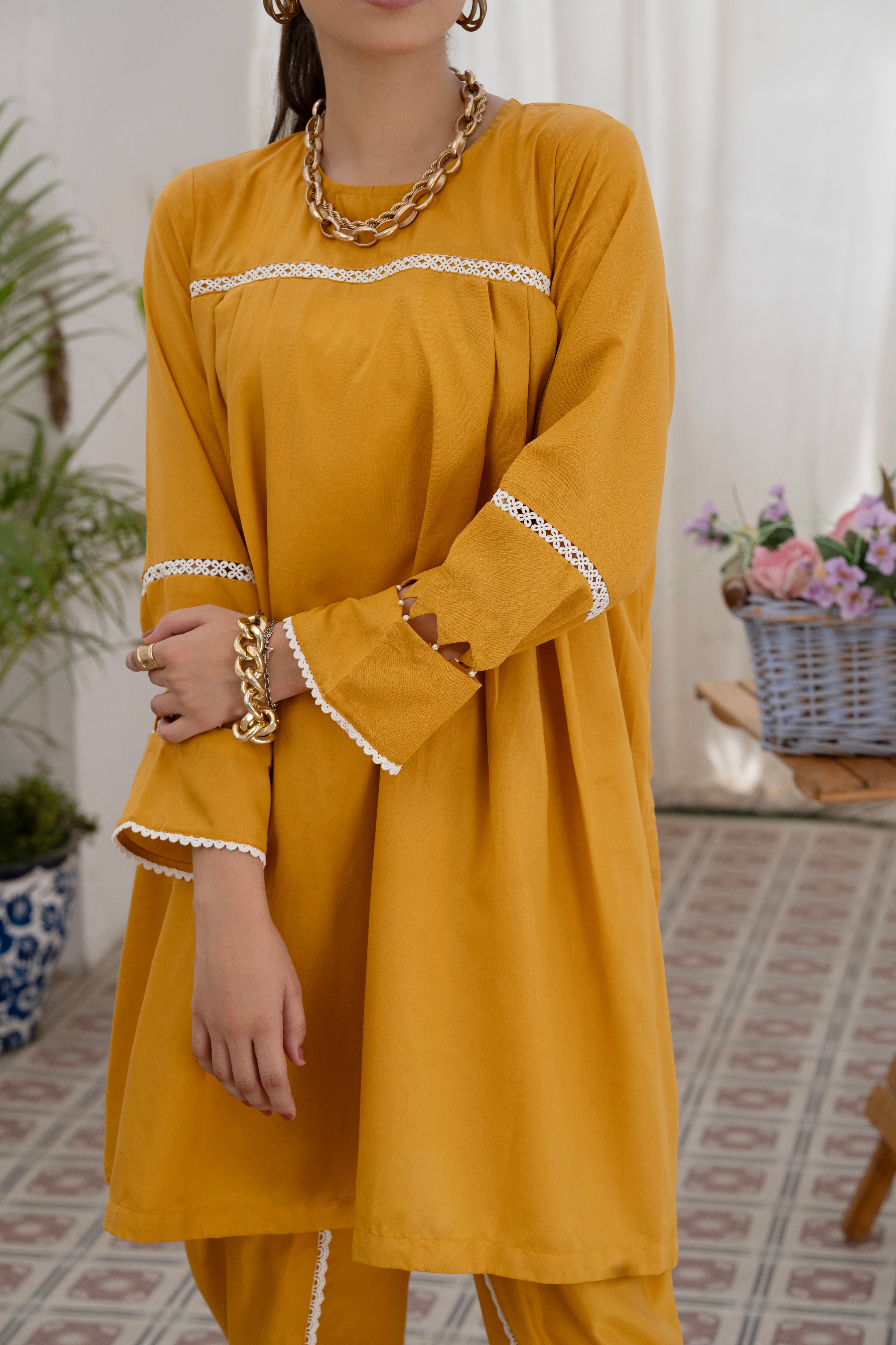 MUSTARD SOLID 2 PIECE SUIT