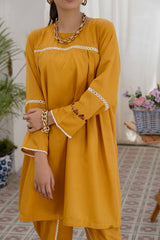 MUSTARD SOLID 2 PIECE SUIT