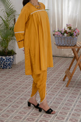 MUSTARD SOLID 2 PIECE SUIT