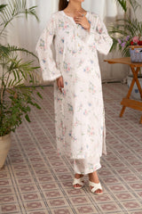 WHITE PINK FLORAL PRINTED 2 PIECE SUIT